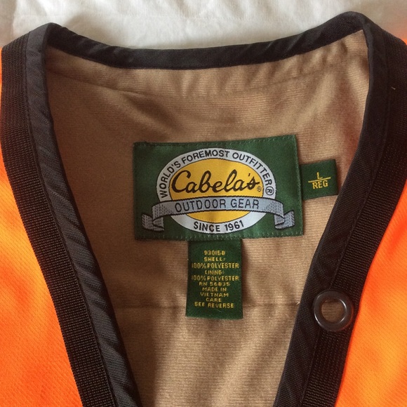 Cabela’s High Visibility Bright Orange Safety Work Hunting Vest Sz L-XL - Picture 8 of 13